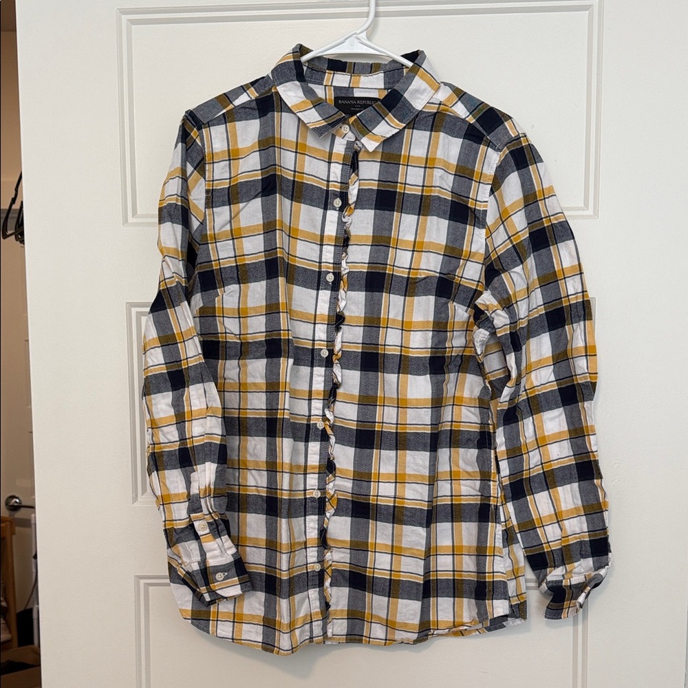 Banana Republic Checkered Shirt - Navy, Mustard, White